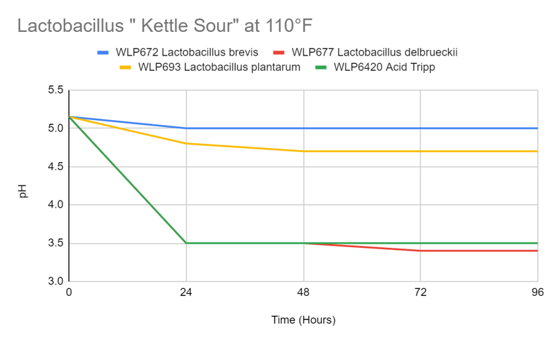 Figure 2. Lactobacillus acidification at 110F